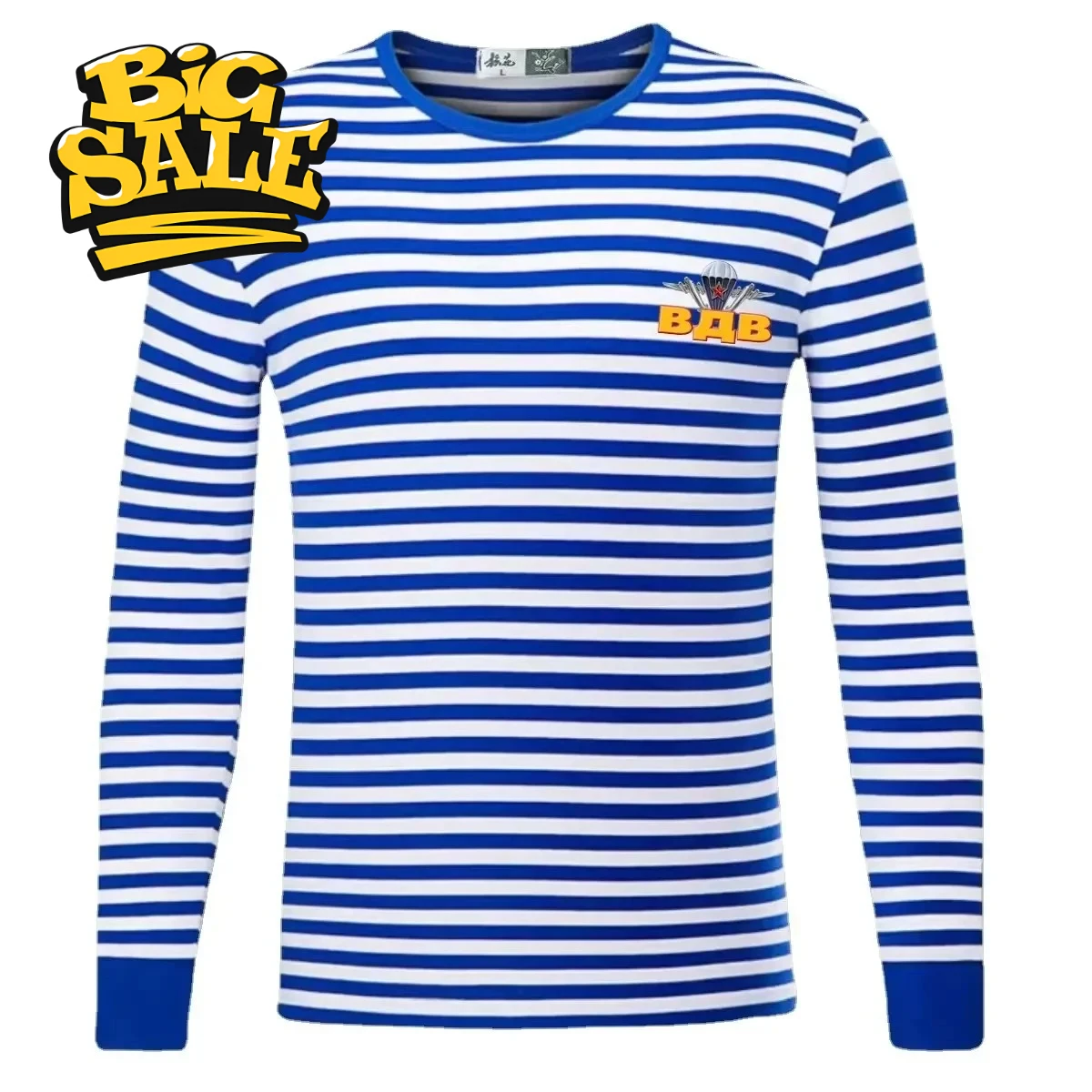

Russian VDV Airborne Troops Badge Chest Mark Stripes T-Shirt Cotton Blended Long Sleeve Mens Striped Shirt Telnyashka Tops