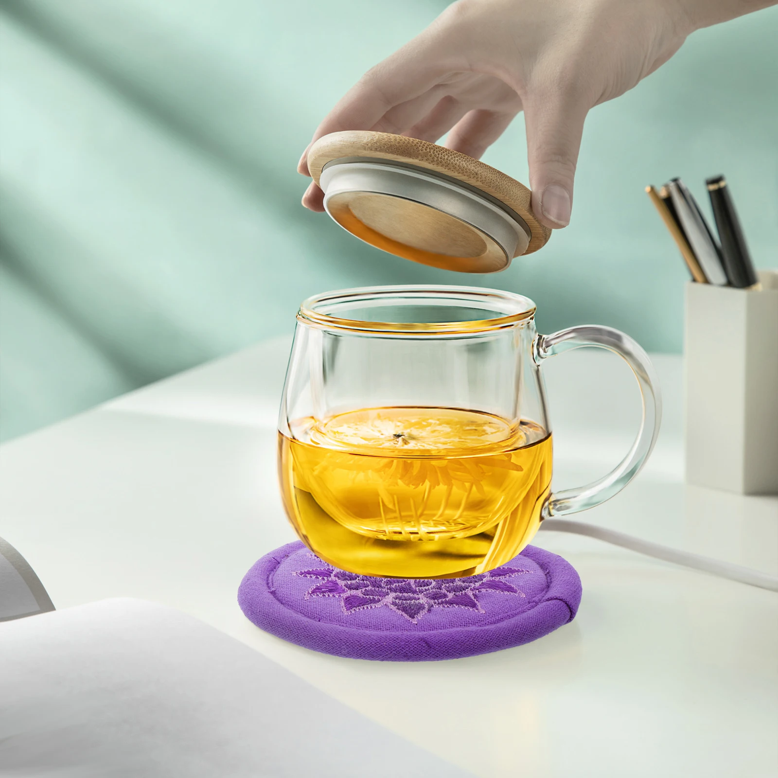 

1pc Embroidered Teapot Pad Singing Bowl Mat Handmade Sound Bowl Cushion Tibetan Accessories Practical Gift Idea Long