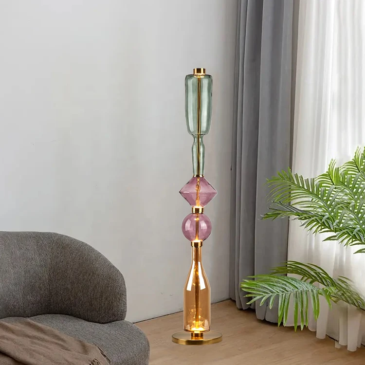 Modern Lighted LED Iron Glass Standing Floor Lamp with Adjustable Height Dimmable Feature for Bedroom Living Room Desk Hotel Use