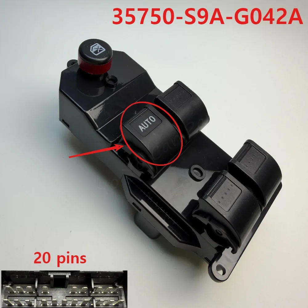 35750-S9A-G042A Master Electric Power Window Control Switch Button Lifter 20 Pins For Honda CR-V 2002 2003 2004 2005 2006