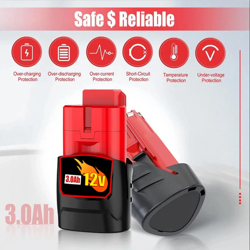 3.5Ah For Milwaukee M12 Battery Replacement For Milwaukee 12V Cordless Screwdriver Power Tools 48-11-2430 48-11-2411 48-11-2401