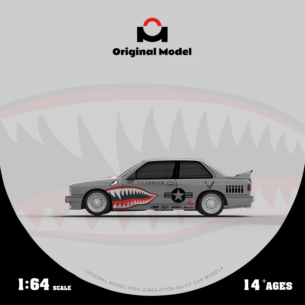 *Pre-order*Original Model 1:64 M3 Shark Mouth Design Alloy Diecast Car Model Hobby Collection Decoration