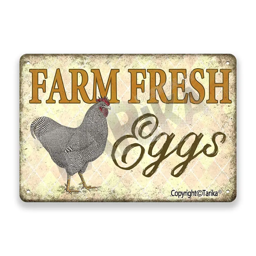 

Farm Fresh Eggs Vintage Look Tin 20X30 cm Decoration Art Sign for Home Kitchen Bathroom Farm Garden Garage Inspirational Quotes