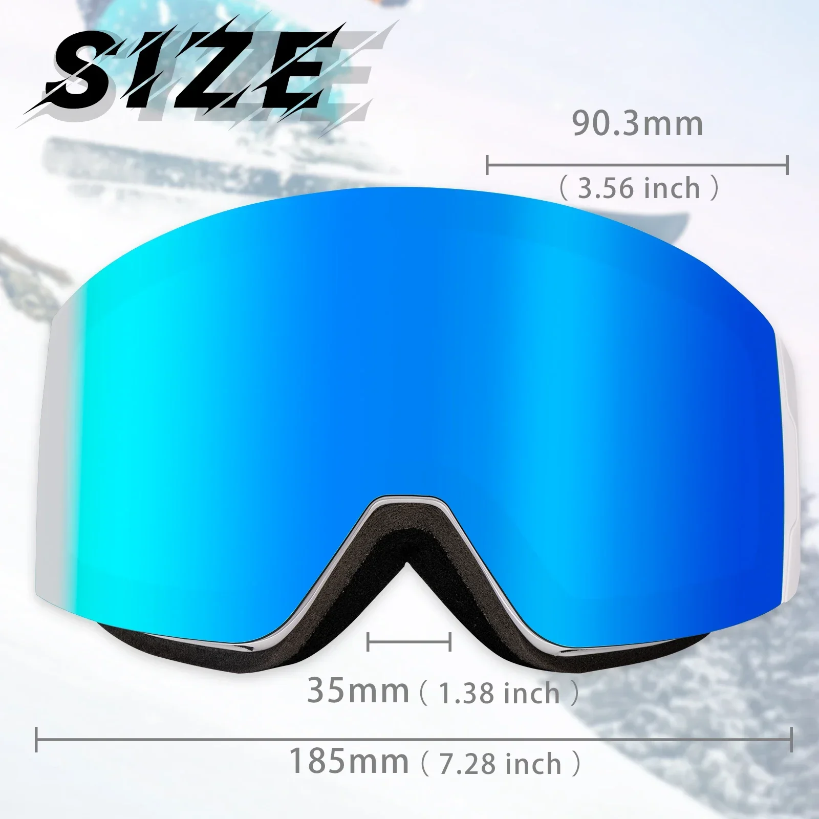 KAPVOE Magnetic Ski Goggles Set Anti-Fog UV400 Protection Snow Goggles Snowboard for Men Women Ski Glasses Skiing Eyewear