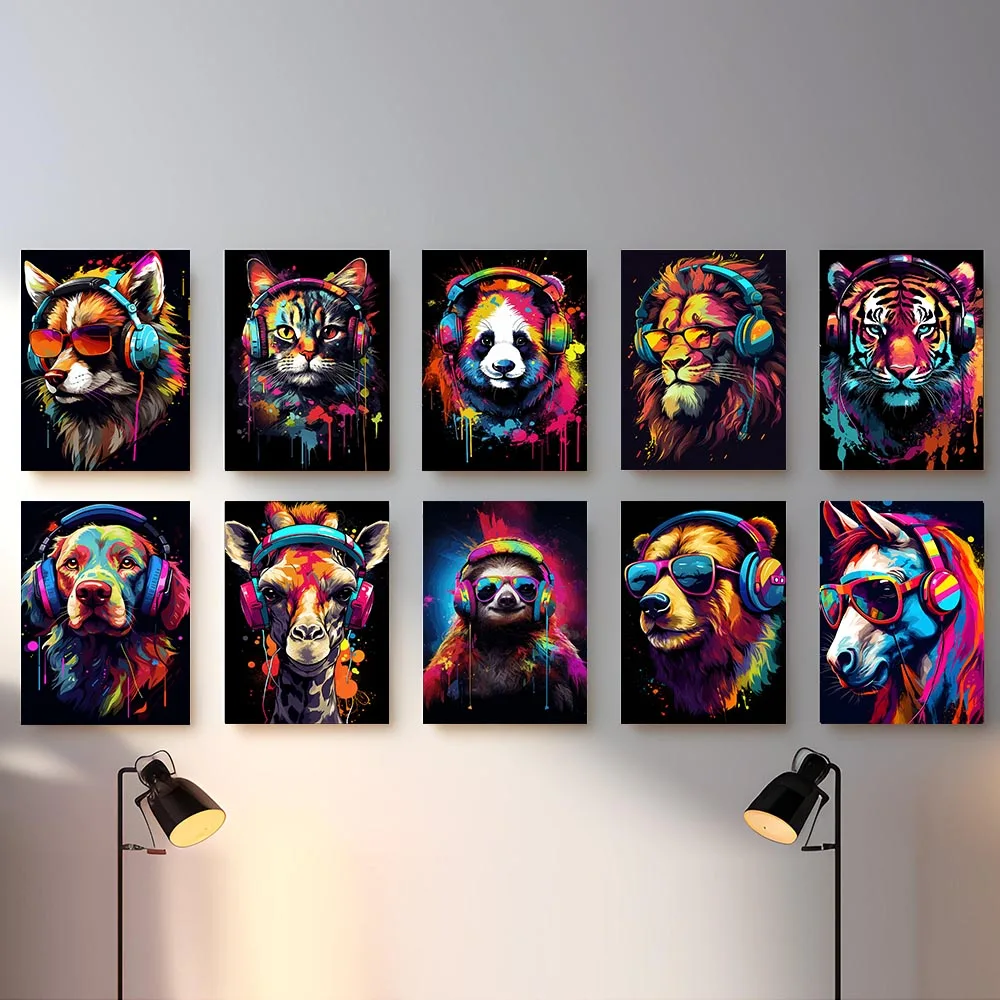 مجموعة ملصقات ألعاب جرافيتي على شكل حيوانات ، مطبوعات للاعبين ، ديكور منزلي ، لوحة قماشية لسماعات الأذن ، لوحة جدارية ، ديكور غرفة المراهقين