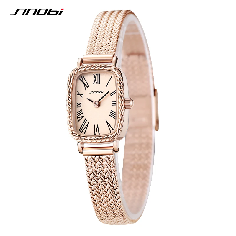 Sinobi Ladies Watches Fashion Design Women\'s Quartz Wristwatches Elegant Rectengle Female Gifts Clock HM Brand Top Luxury Watch