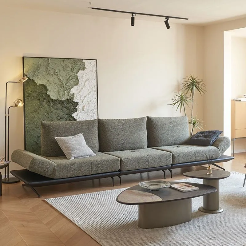 Italian fabric sofa household straight row multi-functional combination sofa