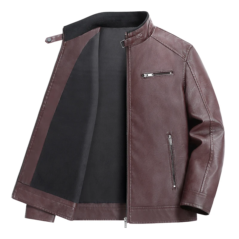 Men's Outdoor Running Sports Windproof and Breathable Plus Size Jacket for Spring and Autumn Fashion Handsome Pu Leather Jacket
