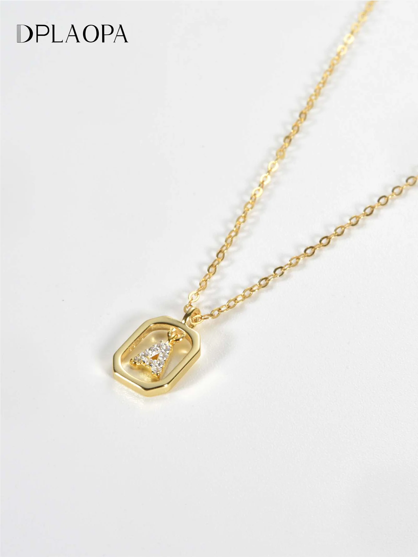 DPLAOPA 925 Sterling Silver popularny wisiorek w kształcie litery naszyjnik długi łańcuszek Choker kobiety 2023 lato personalizuj początkową biżuterię na szyję
