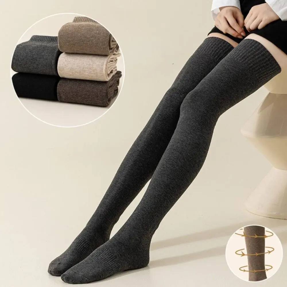 Thickened High Stockings Women Winter Compression Stocking Solid Color Thicken Warm Long Leg Terry Socks Breathable Cotton