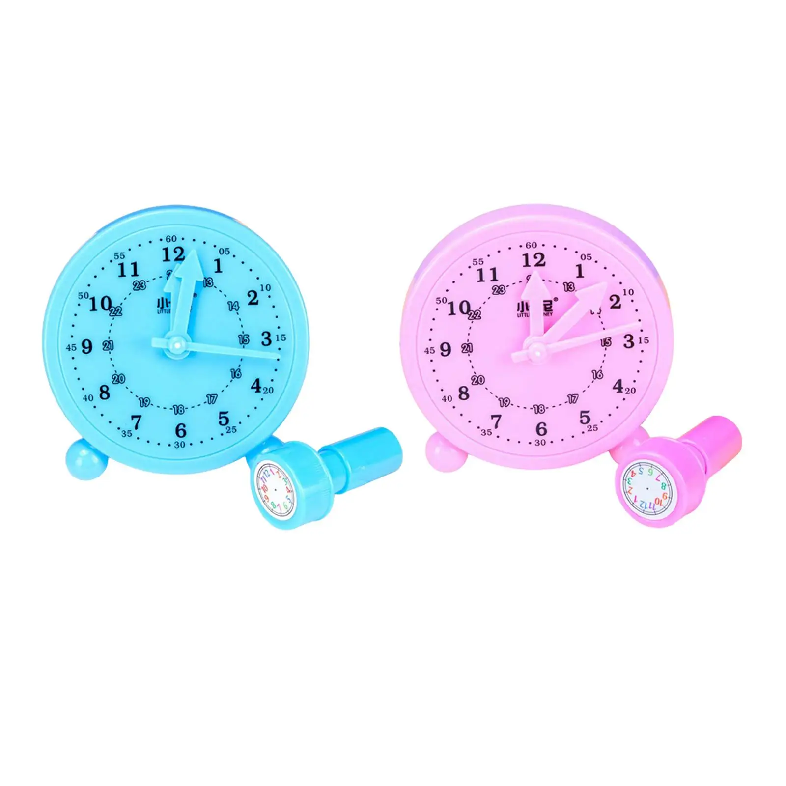 Children's Educational Clock Toy Creative Time Recognition Clock Stamp Set for Preschool Children Kids Classroom Not True Clock