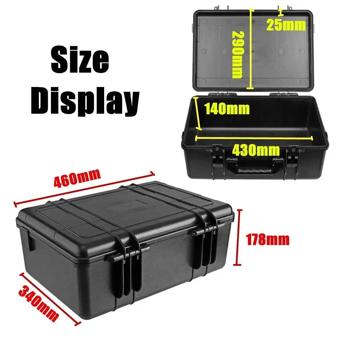 Waterproof ABS Plastic Sealed Tool Box Shockproof Suitcase Impact Resistant Tool Case Safety Equipment Protection Toolbox