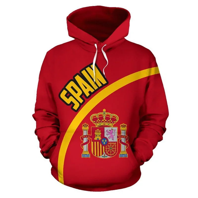 Spanish Emblem Graphic Hoodie Men Clothing Pop 3D Spain National Flag Printed New in Hoodies Women Harajuku Fashion Y2k Pullover