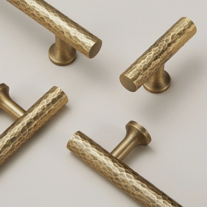 Vintage Handmade Hammered Yellow Brass Cabinet Pulls Drawer Handles Antique Brass Wardrobe Cupboard Kitchen Furniture Hardware