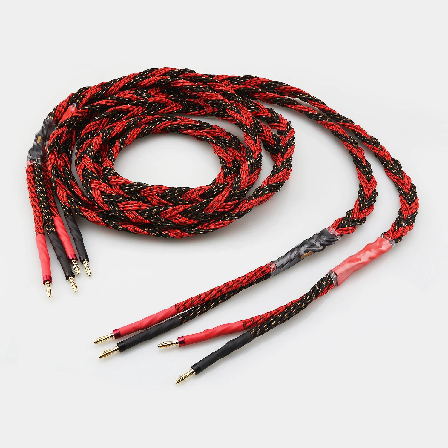 Pair 16‑Core OFC Hi‑Fi Speaker Cable Gold‑Plated 4mm Banana Plug Multi‑Strand Braided Audio Cord for Amplifier Loudspeaker