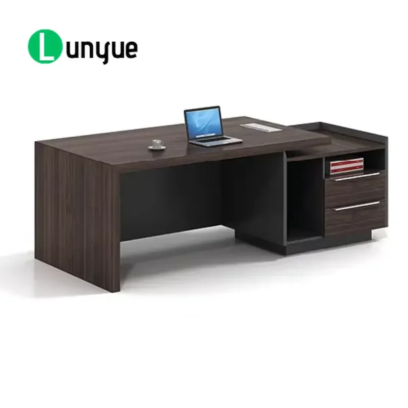 American Yellow Oak Executive Office Desk Modern Eco Friendly Wood Computer Table for Manager Workstation ISO Certified High