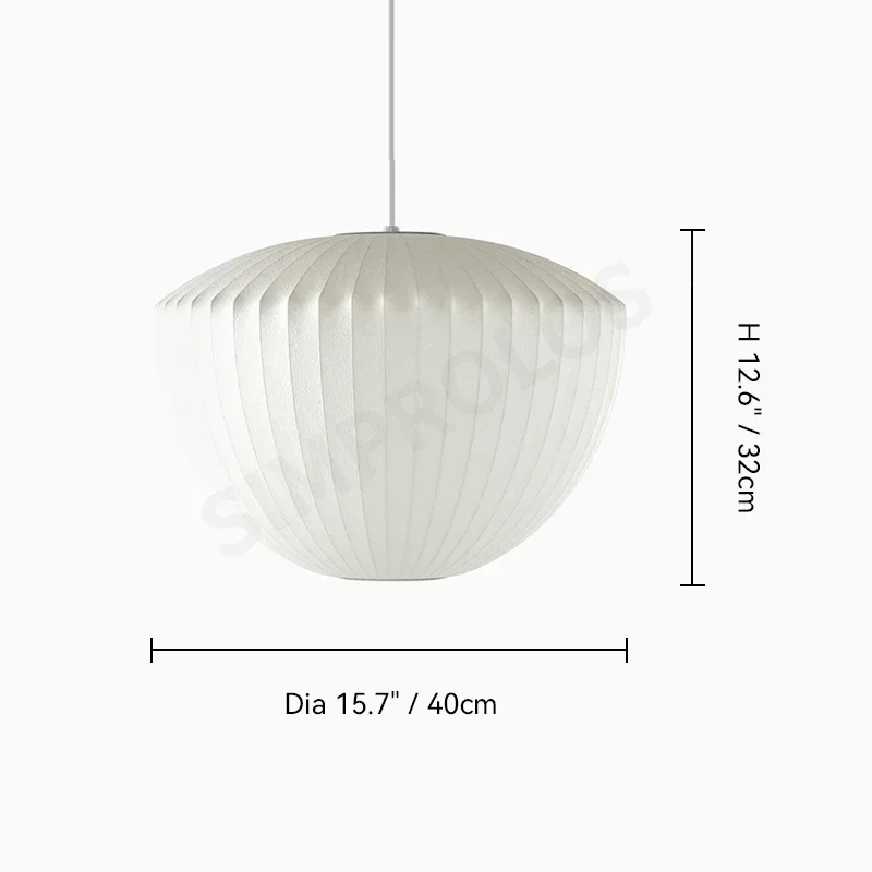 HomeLover Nelson Bubble Silk Fabric LED Pendant Lamp White 6