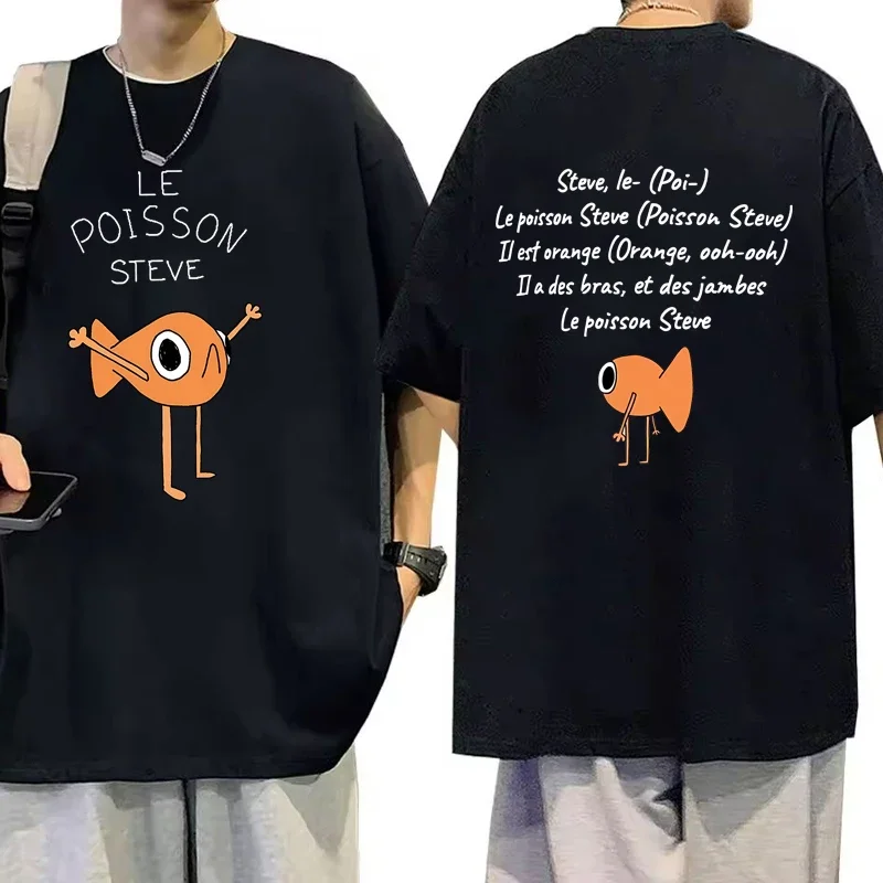 

Мужская одежда, футболка с принтом Le Poisson Steve, женская повседневная модная футболка в стиле Харадзюку с короткими рукавами, уличная одежда, футболки большого размера