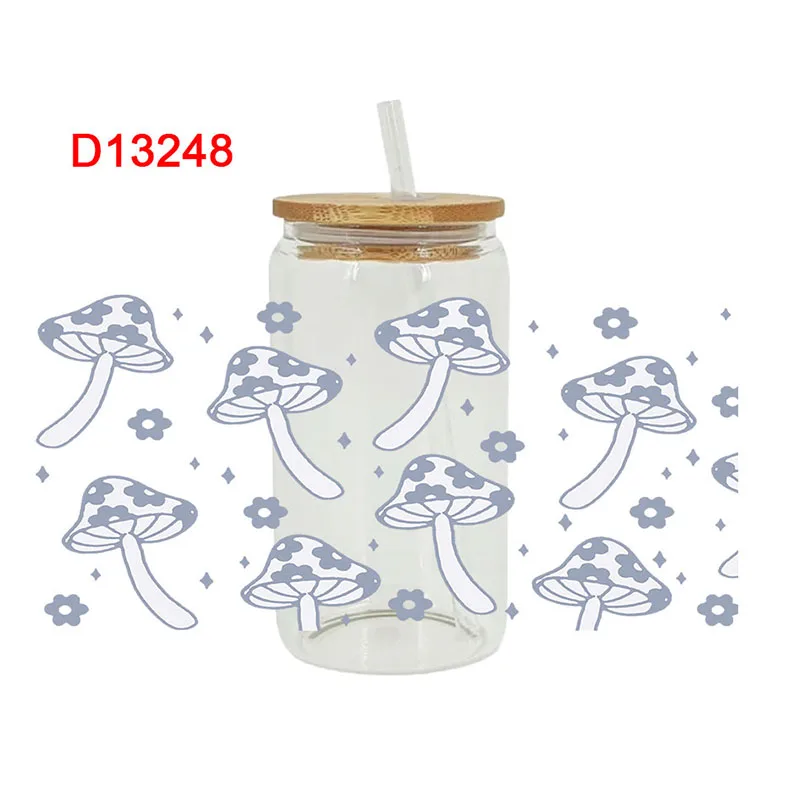 3D UV DTF Transfers Stickers 16oz Cup Wraps Plant Mushrooms Printed For DIY Glass Ceramic Metal Leather Etc. D13244