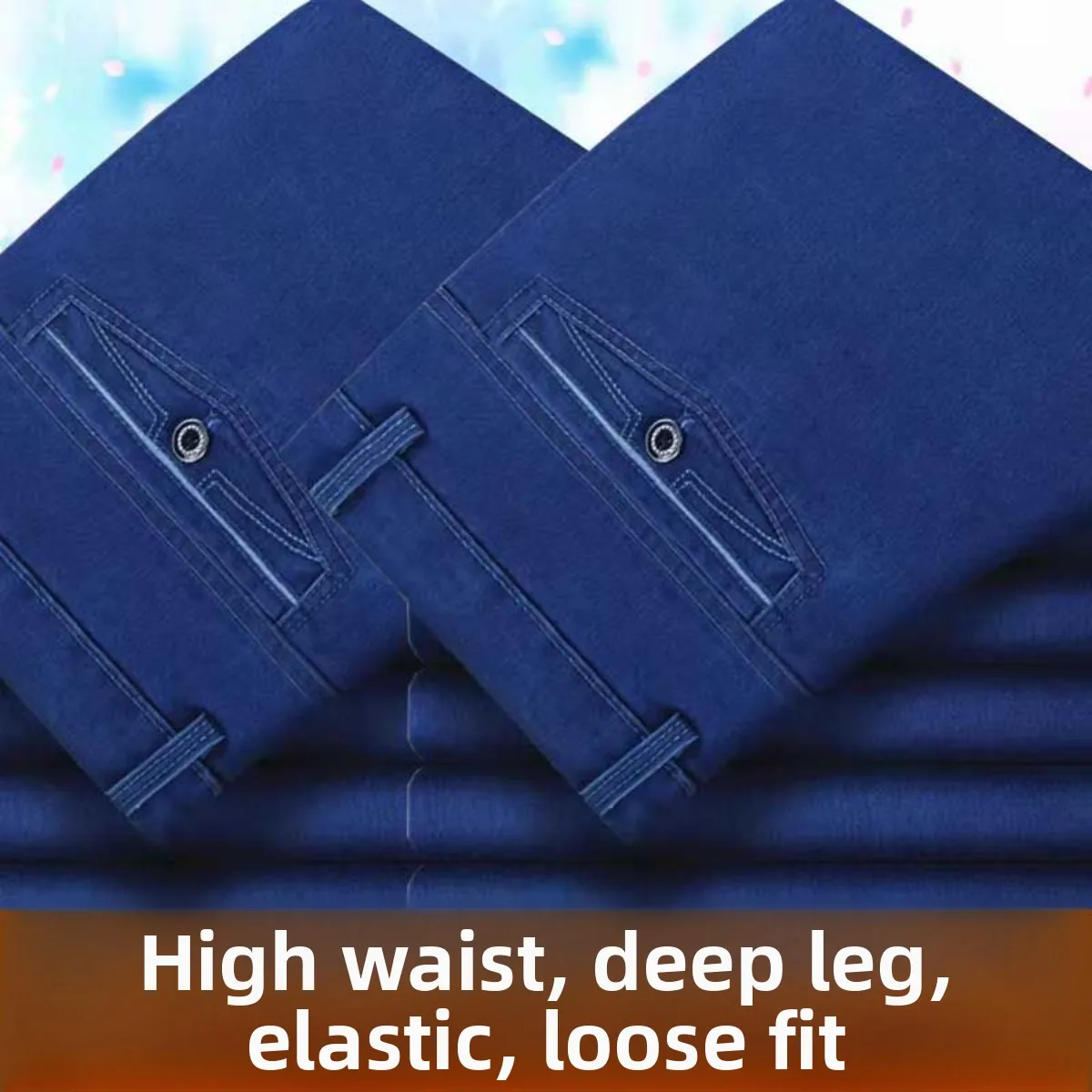 

Осенне-зимние утепленные свободные джинсы прямого кроя с высокой талией для мужчин среднего и пожилого возраста