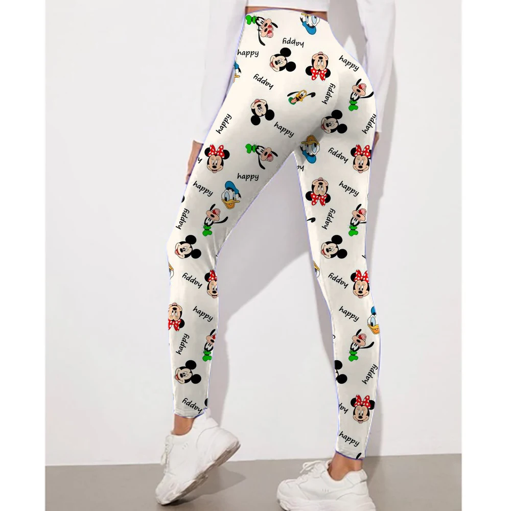 

Disney Mickey Mouse Minnie print slim-fit elastic waist tights women's casual leggings daily work travel wear