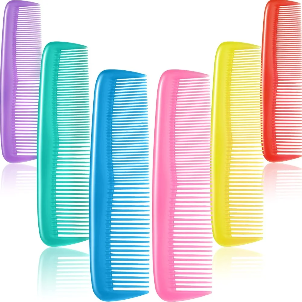 12 Pieces Fine Tooth Pocket Plastic Hair Combs Set for Women and Men Dressing Comb Assortment in Multiple Colors
