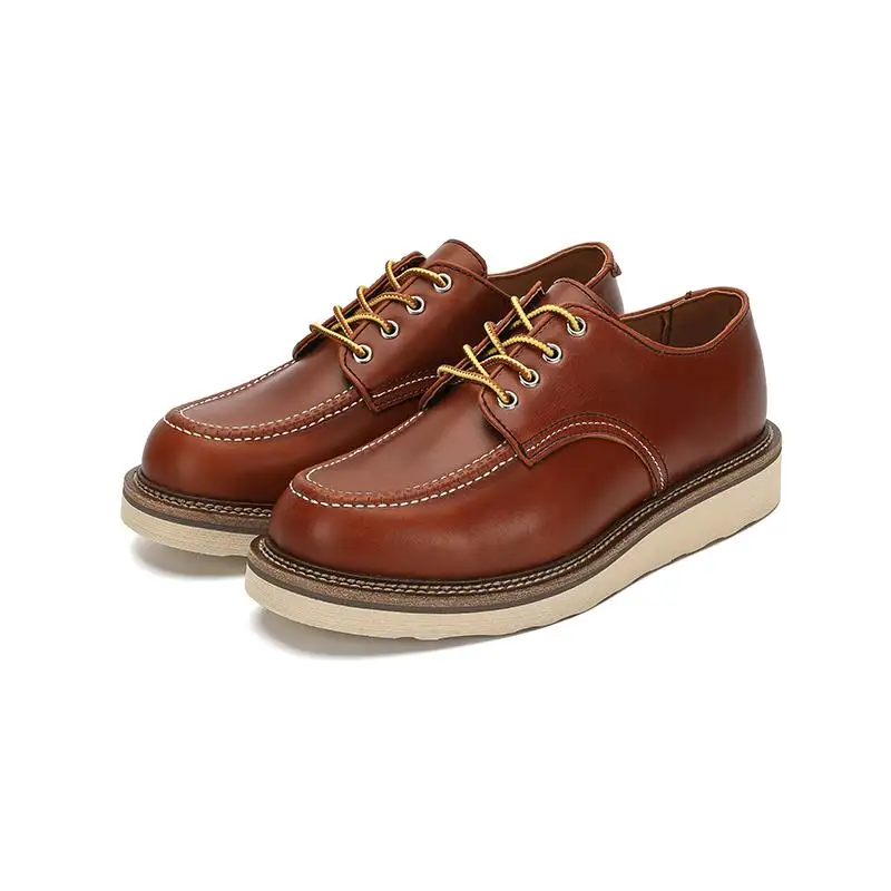 Low-Cut Workwear Shoes Amekaji Wear American Retro Square Toe All-Matching First Layer Cowhide Derby Shoes