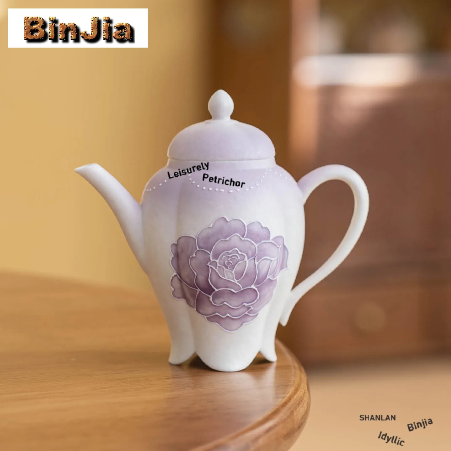 

140ml Gradient Purple Hand Painted Rose Teapot Elegant Tea Infuser Pot Tea Soaking Kettle With Ball Hole Tableware Collection