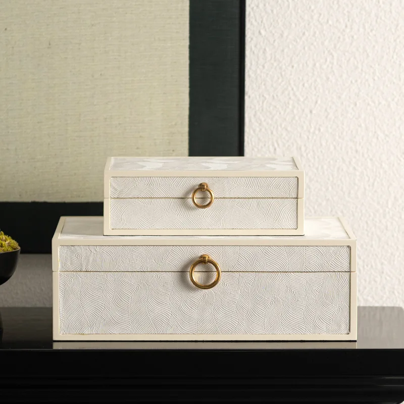 Leather Jewelry Box Modern Luxury Home Decoration Storage Boxes White Creative Ring Bracelet Organizer Box Desktop Ornament Case