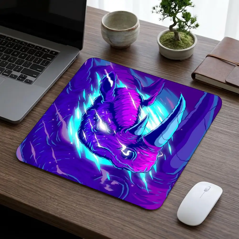 Square Gaming Mouse Pad Bright Neon Elephant Art Non Slip Rubber Base Stitched Edge Mat 18x22 40x45 For Laptop Gaming Workspace