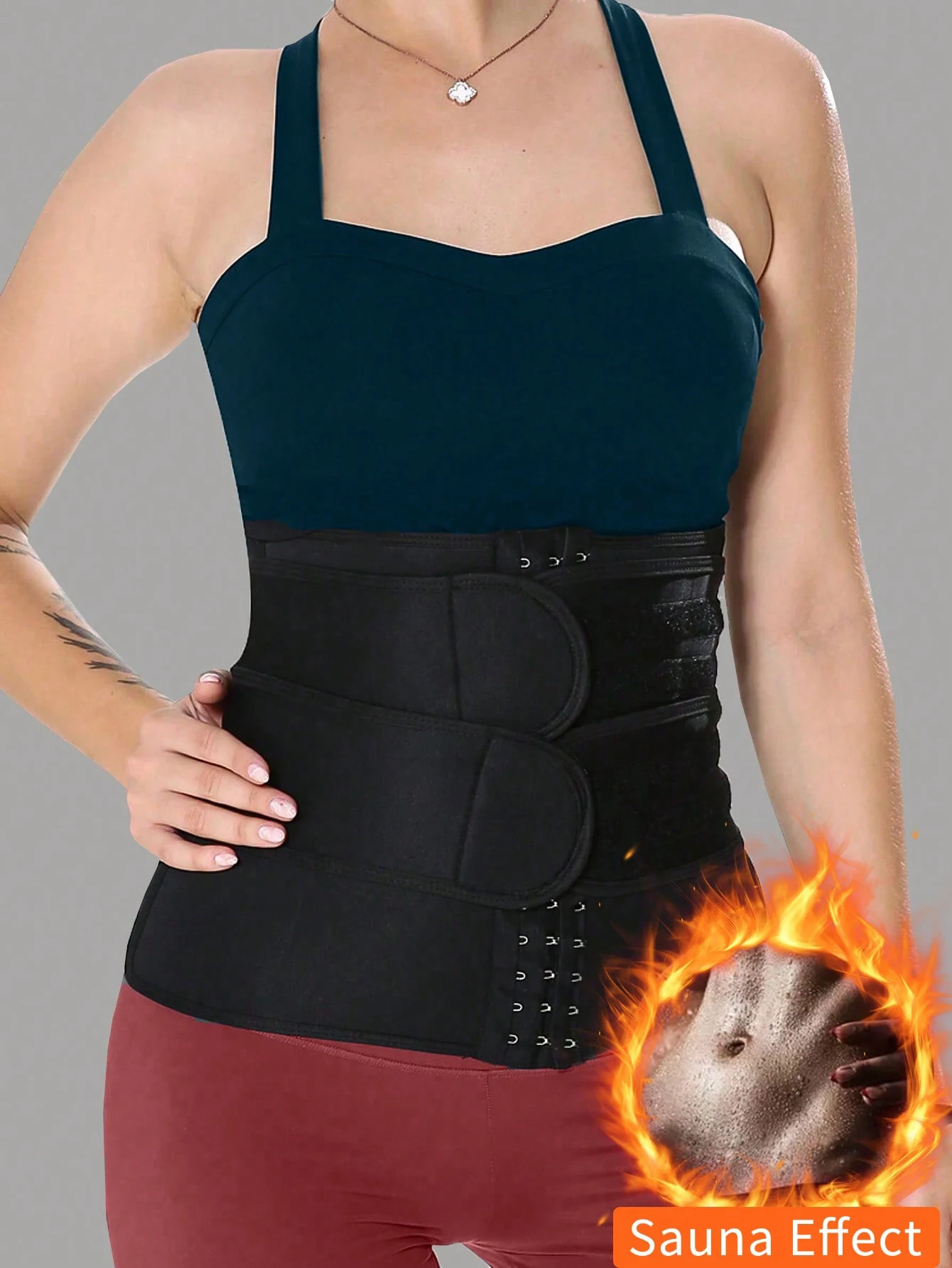 حزام مشد بوليستر قابل للتعديل للجنسين، مصنوع من 70% نيوبرين، 15% بوليستر ونسيج محبوك نايلون 15%، سليمين قابل للغسل يدويًا