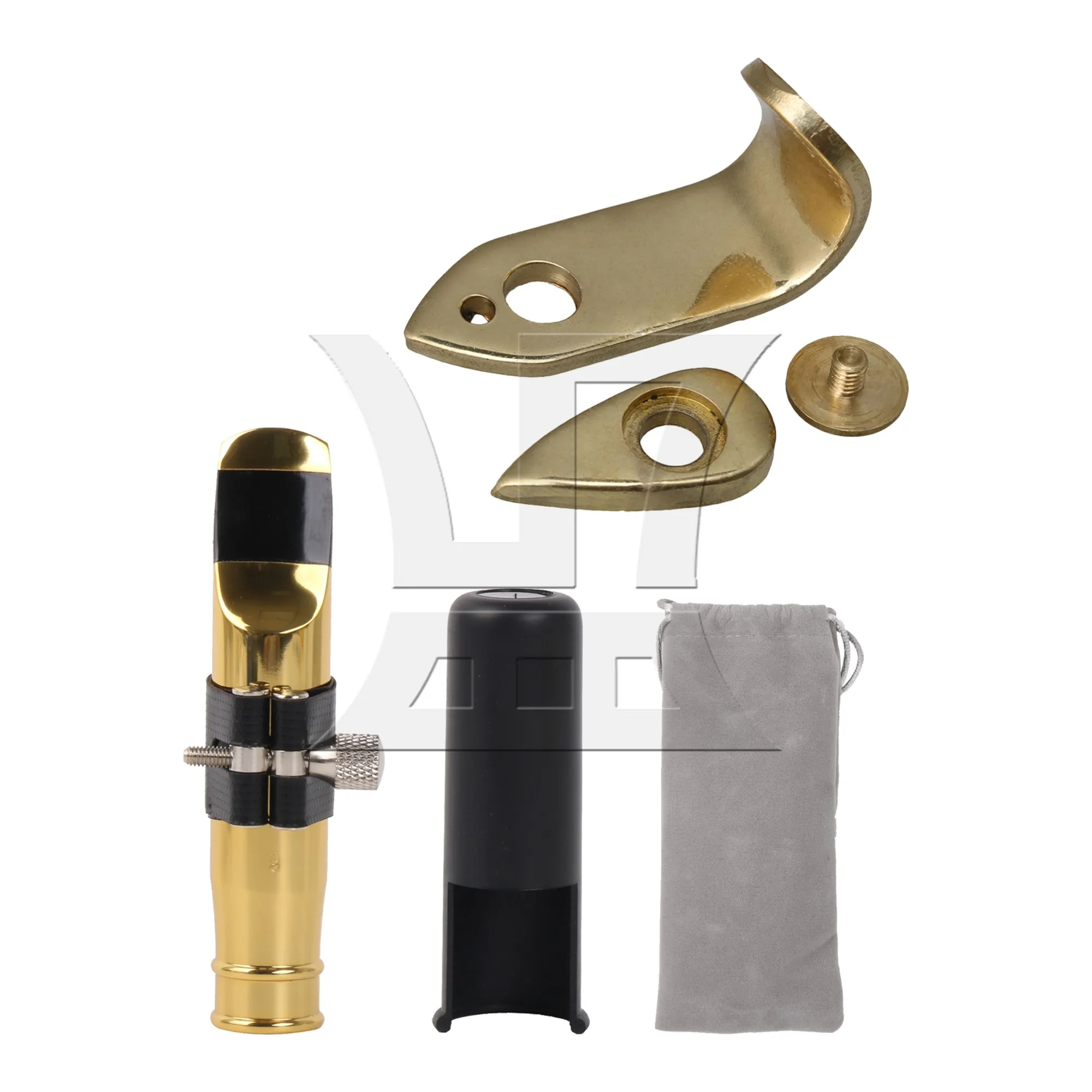 

Tenor Sax Mouthpiece 9# Clamp Golden for Repair w/ Thumb Hook Rest Kit