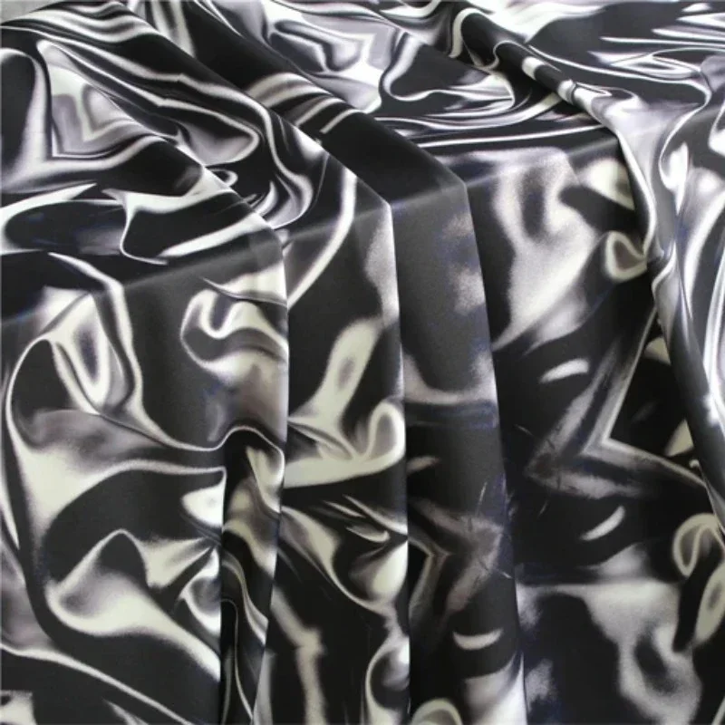 Handdyed Printed Fabric for Diy Sewing Black White Hoodie Dress Creative Clothing Design DIY Designer Cloth Fabrics