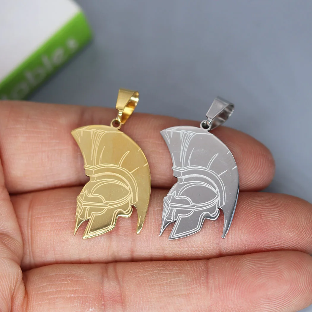 2pcs Stainless Steel Sparta Leonidas Helmet Pendant Charms for Jewelry Making Supplies Men Punk Necklace Findings DIY Accessory