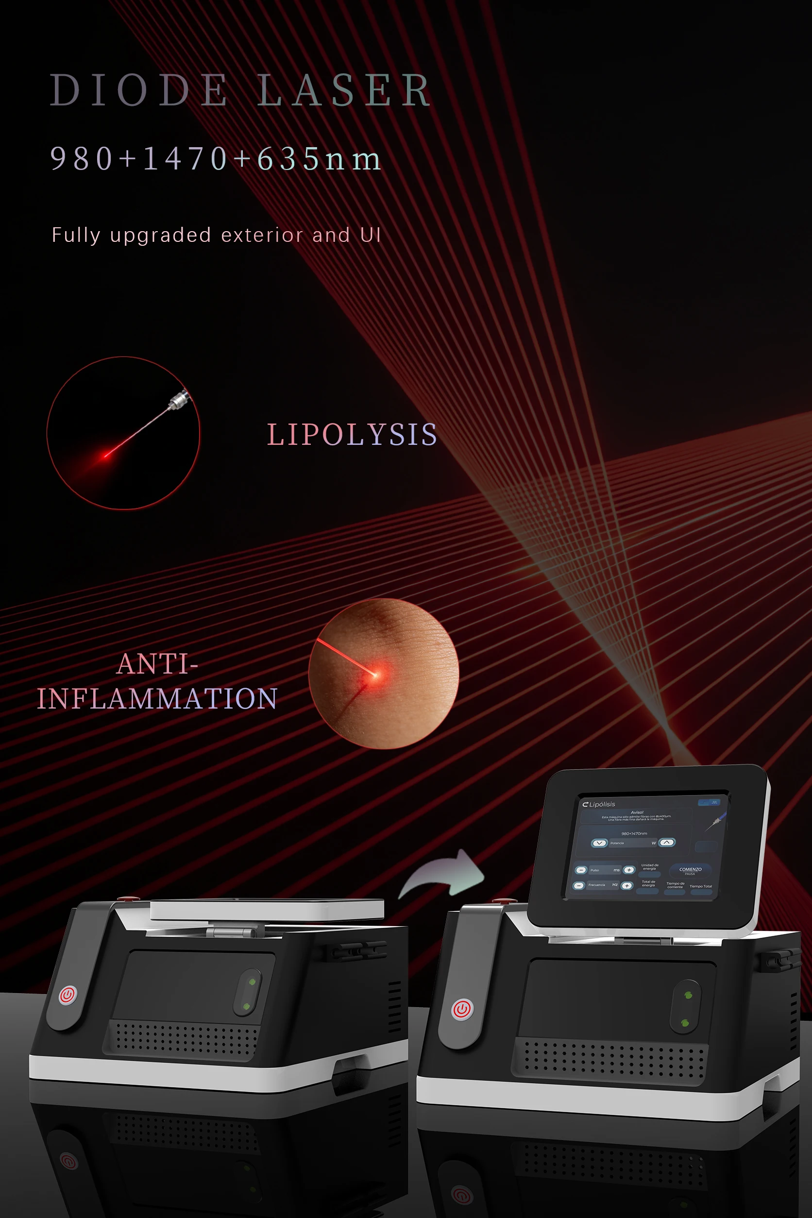 Portable Vascular Removal Beauty Machine For Salon Use Spider Vein Capillary Redness Improve Skin Appearance Touch Screen Deskto