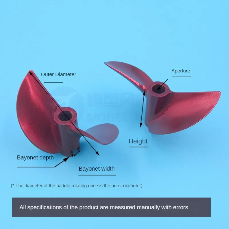 Hélice de aluminio rojo CNC, tornillo de 2 cuchillas izquierda/derecha D40/41/42/43/44/45/46mm, 4/4, 76mm, 3/16 ", para camarón RC, barco, gato, 1 unidad