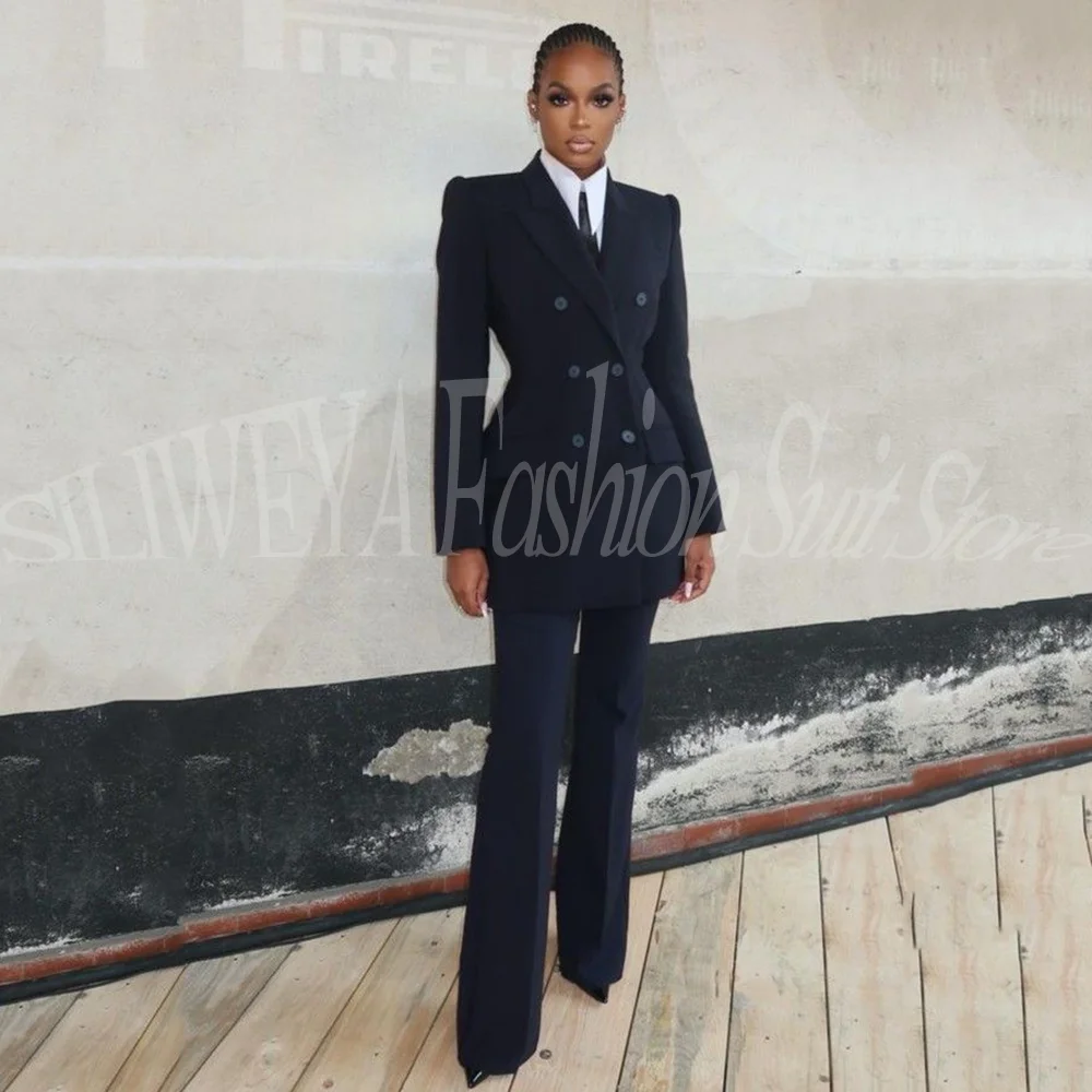 

Double Breasted Women Pants Suit Smoking Business Casual Lady 2 Pieces Set Customized Jacket Pants Trajes De Mujer Elegante