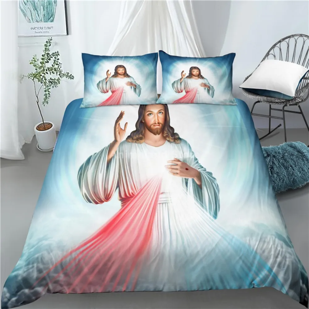 

God Jesus Bedding Set Religion 3d Bed Linen Quilt Duvet Cover Sets Home Textile Home Decor Twin Single Queen King Size Fashion