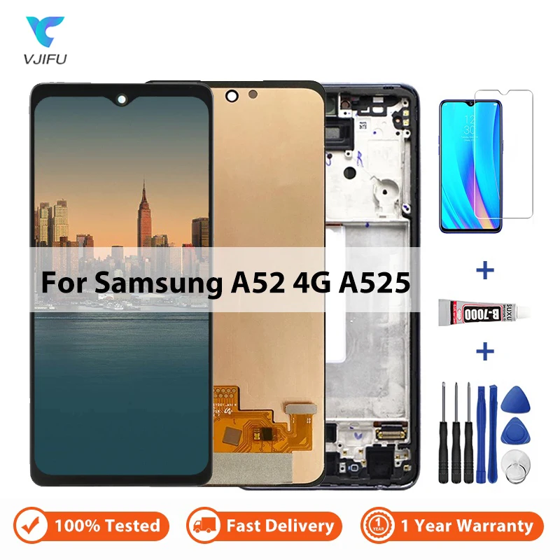 For Samsung Galaxy A52 4G A525 LCD Display Touch Screen Digitizer Assembly Replacement SM-A525F A525F/DS LCD No Dead Pixels