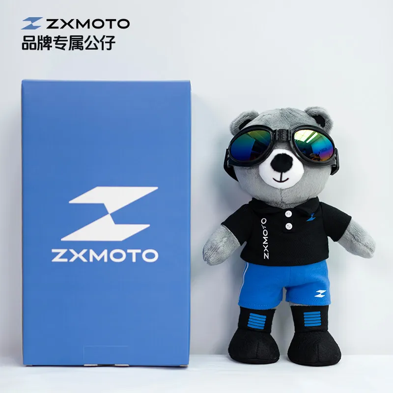 ZXMOTO Limited Edition Motorcycle Bear Plush Toy Brand Exclusive Gray With Pilot Goggles For Biker Motorcycle Rider Collectible
