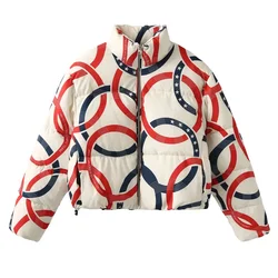 PB&ZA 2024 Early Autumn New Women's Fashion All-match Olympic Five Rings Print Long Sleeve Stand Collar Jacket