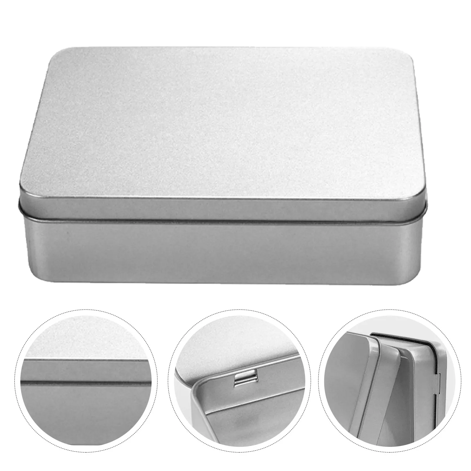 4Pcs Iron Tin Box Rectangular Tinplate Storage Container Small Candy Tins Metal Hinged Lid Reusable Tinplate Candy Can Accessory