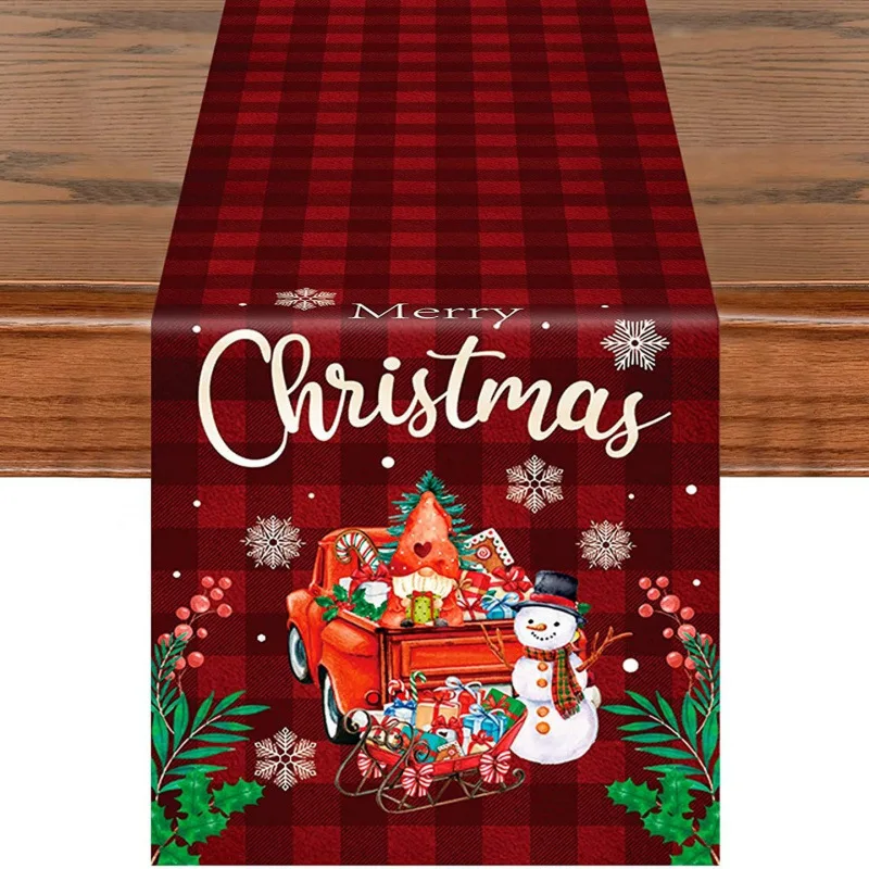 Hot selling cotton and linen Christmas table flag home dining room dining table indoor outdoor holiday decoration table cloth