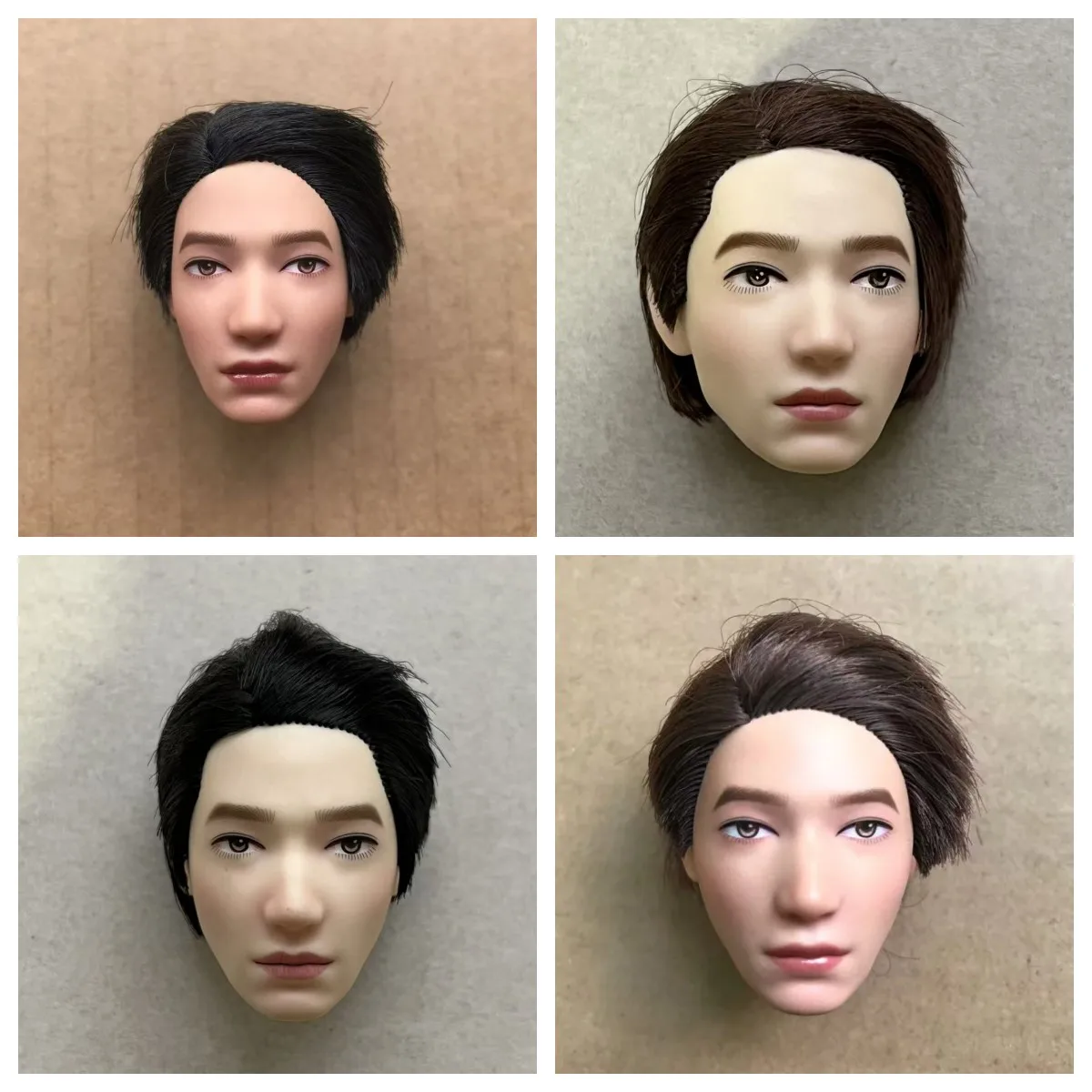 YUNYI 1/6 Male Doll Bald Head Super White Beige Brown Skin Doll Parts for DIY Makeup Practice Collectible Figure Accessories
