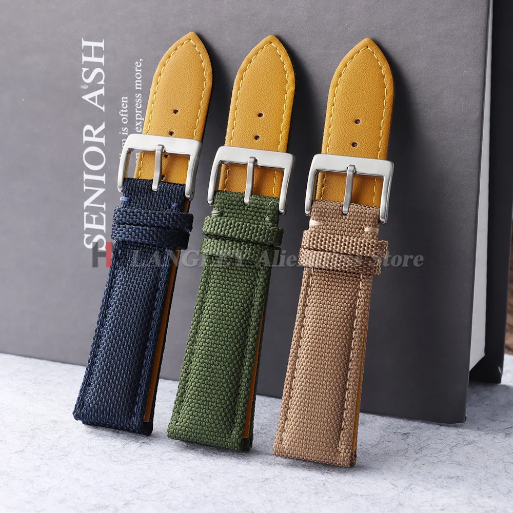 Waterproof Sailcloth Watch Strap Two-Sided Nylon Watchband 20mm 22mm for Samsung Galaxy Watch 7/6/5/4 Universal Belt Sport Bands