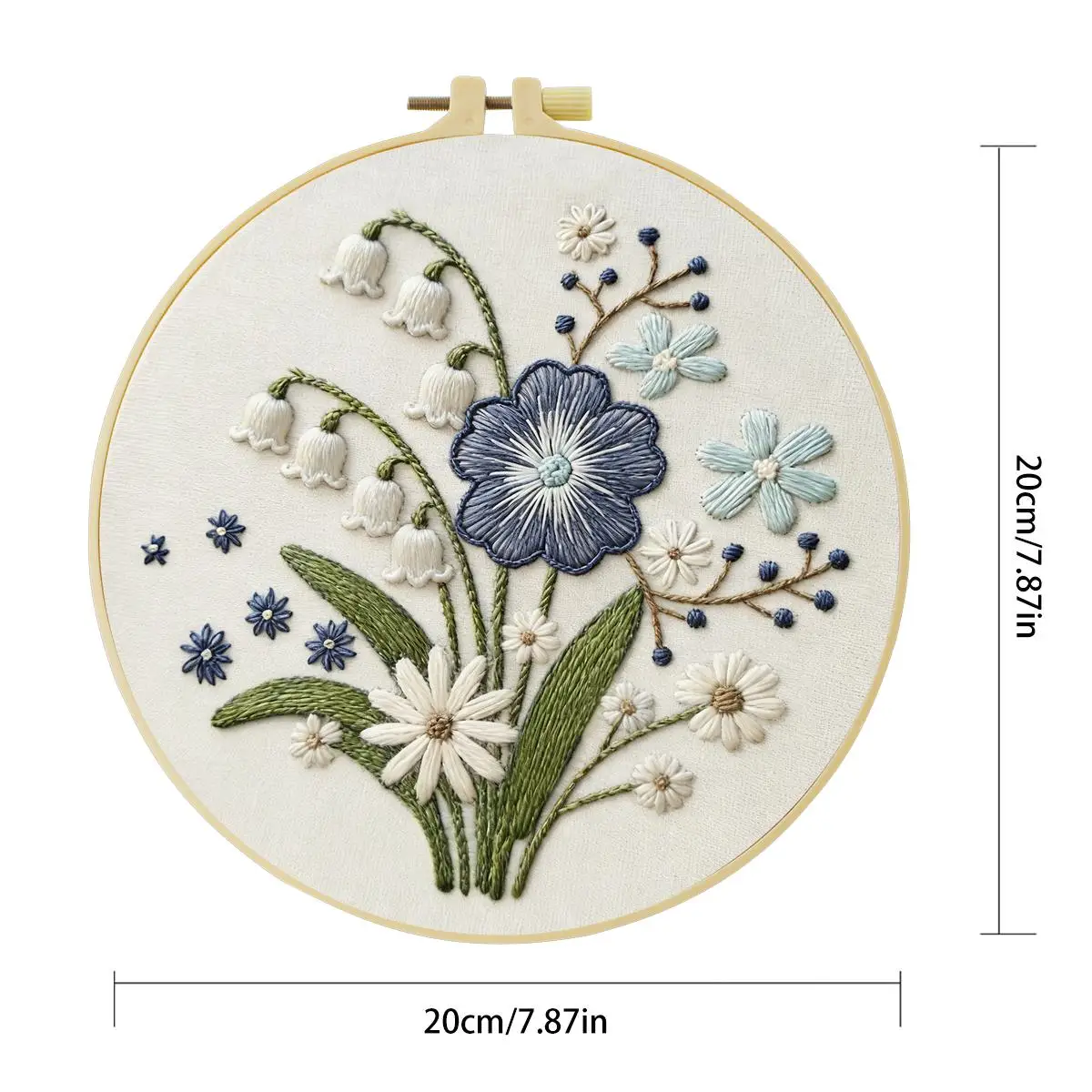 1 Stück 20X20CM/15X15CM 7,87/6,3 Zoll Blumen-Stickerei-Starter-Kit DIY-Kit DIY-Stickerei-Set für Anfänger – Detail 3
