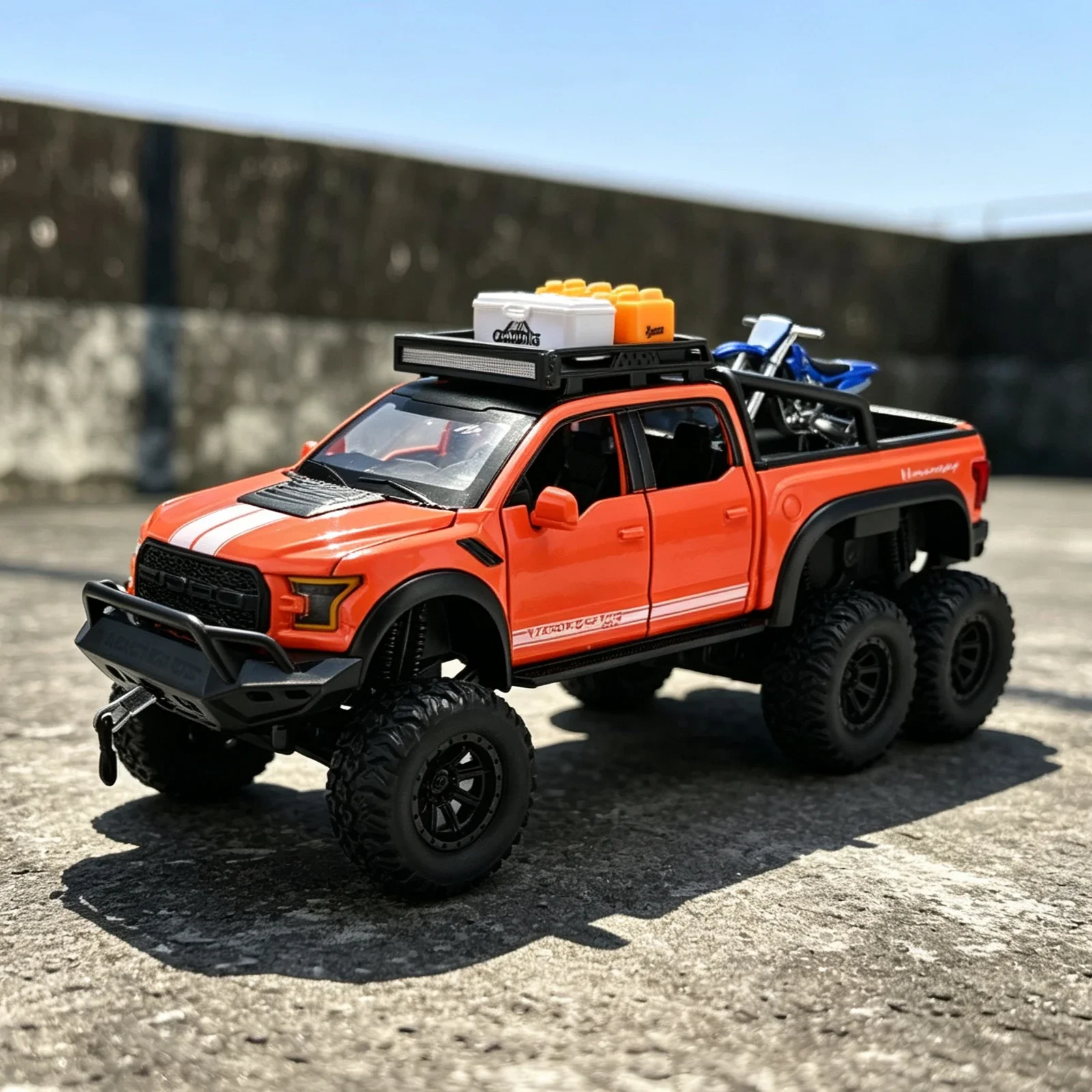 1:24 F-150 LX Mammoth – model samochodu terenowego, wykonany z odlewu stopowego, idealny do kolekcji, z funkcją cofania, dźwiękiem i światłem, świetny prezent.