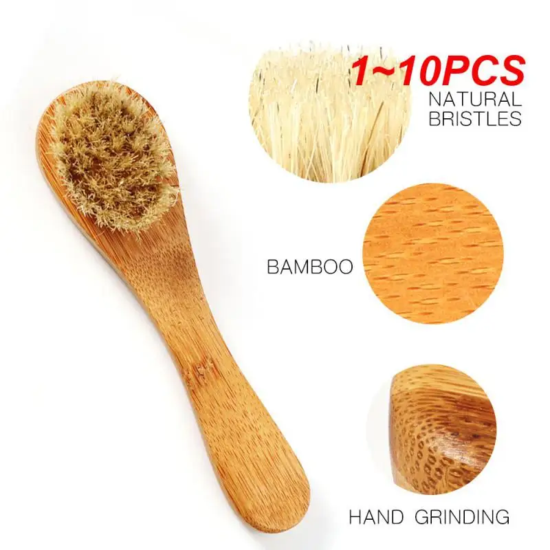 

1~10PCS Face Brush Wooden Animal Hair Facial Deep Cleansing Blackhead Remover Massage Care Tool Washing Product Dropship