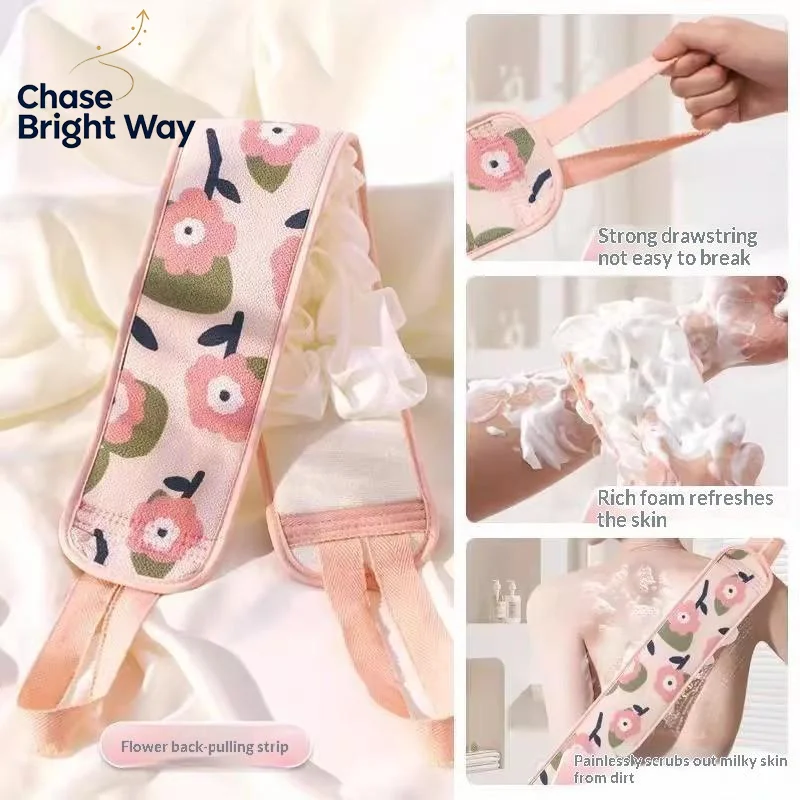 Dual Purpose 2 in 1 Body Wash Towel Long Strap Exfoliating Bath Back Scrubber for Adult Daily Shower Routine