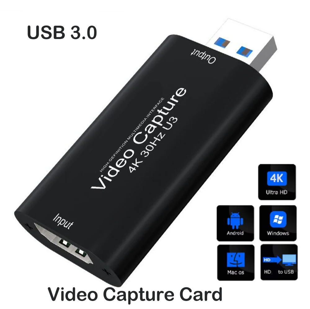 4K Video Capture Card MS2130 True USB 3.0 Game Recording Box 1080p 60fps Live Streaming for PS4 Ps5 Switch Camera Laptop PC